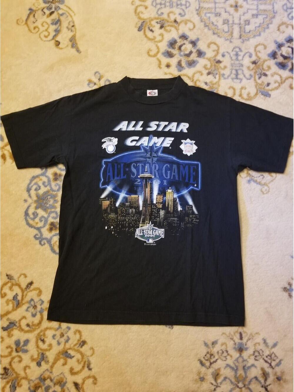 Vtg 2001 MLB All Star Game Seattle Mariners L Ichiro Suzuki Shirt Space Needle